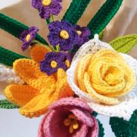 gehäkelter Blumenstrauß | Handgemachter Blumenstrauß gehäkelt | Geschenkidee Hochzeitstag | nachhaltiger Blumenstrauß Bild 9