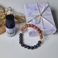 Aromatherapie Geschenkset mit Labradorit Armband Silber und ätherisches Öl für inneren Frieden, Frauengeschenk Bild 1