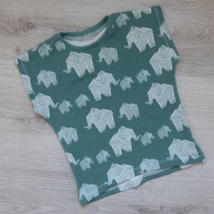 Babyset/Kinderset/Babyshirt/Kindershirt/Oversized-Shirt/Elefanten/Streifen/Grün/Pumphose/Shorts/Bio-Stoffe/Biobaumwolle Bild 2