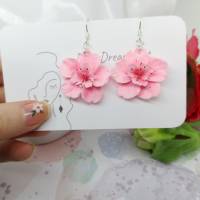 Ohrringe Kirschblüte, rosa Blumenohrringe, Frühlingsohrringe, Sakura Ohrringe, realistische Blumen Schmuck Bild 5