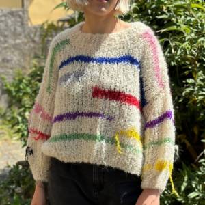 Mohairsweater handgestricktes Einzelstück aus Bouclé Garn Bild 7