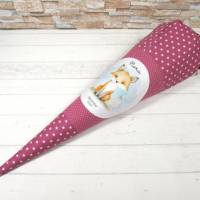 Schultüte aus Stoff altrosa mit Name Fuchs Zuckertüte 70cm oder 85cm rosa Bild 3