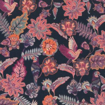 Westfalenstoffe uni Bali blau Blumen Papagei 100% Baumwolle Webware Webstoff