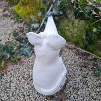 Keramik Figur Maus Zaunpfosten Hocker weiß/gesprenkelt matt 18 cm Bild 5