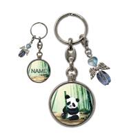 Metall Schlüsselanhänger mit Name und Panda Motiv | abnehmbarer Schutzengel in 3 Farben zur Auswahl Bild 6