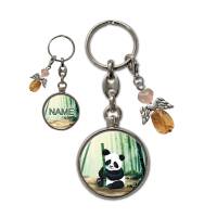 Metall Schlüsselanhänger mit Name und Panda Motiv | abnehmbarer Schutzengel in 3 Farben zur Auswahl Bild 7