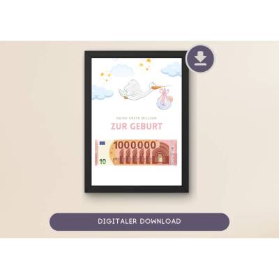 Geschenk zur Geburt | Karte Geburt | Geldgeschenk zum ausdrucken | digitaler Download | Glückwunschkarte | Baby Geschenk