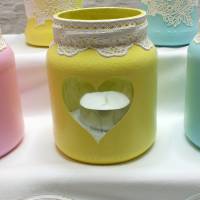 Teelichthalter / Windlicht in Pastellfarben Bild 4