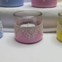 Teelichthalter / Windlicht in Pastellfarben Bild 5