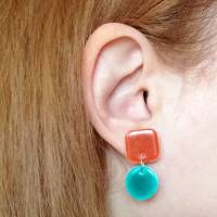 Polymer Ton Ohrringe mit Keramik Effekt, Ohrringe Minimalist geometrische, Geschenk für Frau, Muttertag Bild 4