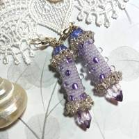 Ohrringe flieder lila Glasperlen Silber handgemacht Ostergeschenk Osterhase Bild 1