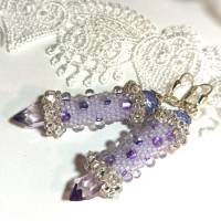 Ohrringe flieder lila Glasperlen Silber handgemacht Ostergeschenk Osterhase Bild 2