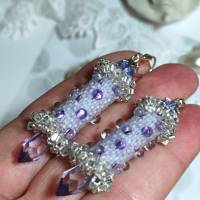 Ohrringe flieder lila Glasperlen Silber handgemacht Ostergeschenk Osterhase Bild 3
