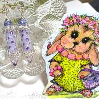 Ohrringe flieder lila Glasperlen Silber handgemacht Ostergeschenk Osterhase Bild 4