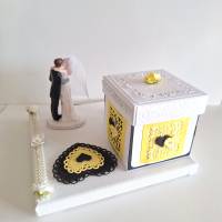Hochzeit Geldgeschenk Überraschungsbox gelb-schwarz-weiß Geschenkverpackung Bild 6