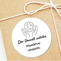 Sticker Aufkleber, PLASTIKFREI verpackt - der UMWELT zuliebe, Klebeetikett, Geschenk verpacken, by BuntMixxDESIGN Bild 1
