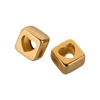 2x Zamak Schiebeperle Quadrat Herz gold ID 5x2mm 24K vergoldet für Leder & Bänder bis 5x2mm Bild 1