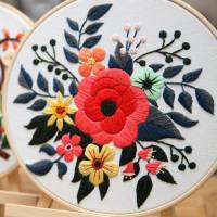 DIY Set Sticken, Stickerei Erwachsene Blumen mit vorgedruckten Motiven Bild 3