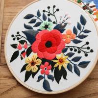 DIY Set Sticken, Stickerei Erwachsene Blumen mit vorgedruckten Motiven Bild 4