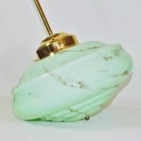 Unikat Pendellampe Leuchte Deckenlampe Hängelampe 40er Jahre grün braun marmoriert Messing einmalig vintage upcycling Bild 4