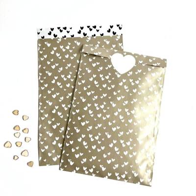 elegante Geschenktüten Herzchen 5-50 Stück 17x25 cm große Papiertüte schimmernd Weihnachts-Geschenke Papierverpackung