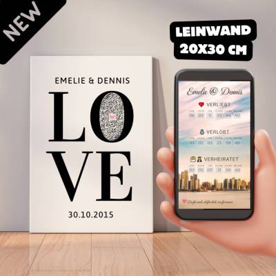 Hochzeitsgeschenk - Partnergeschenk - Personalisiertes Bild auf Leinwand 20x30cm | LOVE
