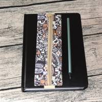 Stiftemäppchen mit Gummiband- Etui- Paisleymuster braun/flieder/weiß Bild 1