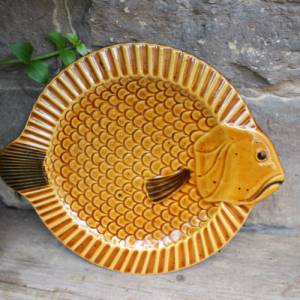 Fischteller Fischplatte Gallo Neptuno Villeroy & Boch Speiseteller Keramik 70er Jahre Bild 1