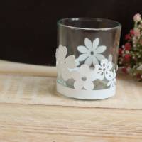 Teelichtglas mit Frühlings Dekor Kerzenhalter Bild 1