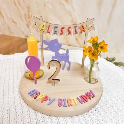 Geburtstagsteller aus Holz | Geburtstagskranz |  Geburtstagszug | Geschenk zur Geburt | Dekoration Geburtstagstisch | Ge