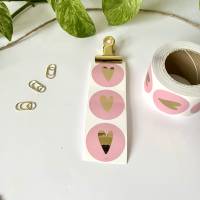 Aufkleber PINK mit Herz gold ab 10 Stück Dekoration für Schulstart Gastgeschenke Geschenkpapier rosa Herzchen Bild 3