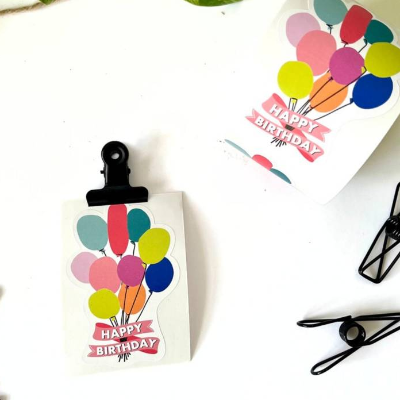 Geschenkaufkleber HAPPY BIRTHDAY Sticker mit Ballons zum Geburtstag Geburstagsgeschenk verpacken Geschenkpapier