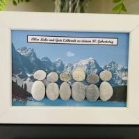 Kieselstein Bild Berge blau, personalisierbare Geschenke, Stein Bild Bild 1