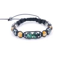 Herren Armband aus Edelsteinen  Smaragd Citrin Phantom Quarz Onyx mit Knotenverschluss, Makramee Armband Bild 2