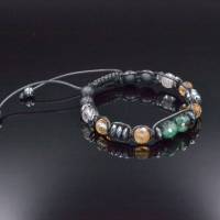 Herren Armband aus Edelsteinen  Smaragd Citrin Phantom Quarz Onyx mit Knotenverschluss, Makramee Armband Bild 4