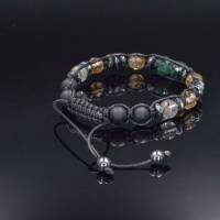 Herren Armband aus Edelsteinen  Smaragd Citrin Phantom Quarz Onyx mit Knotenverschluss, Makramee Armband Bild 7