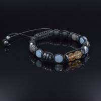 Herren Armband aus Edelsteinen Aquamarin Citrin Labradorit Onyx Hämatit mit Knotenverschluss, Makramee Armband Bild 2
