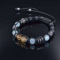 Herren Armband aus Edelsteinen Aquamarin Citrin Labradorit Onyx Hämatit mit Knotenverschluss, Makramee Armband Bild 3