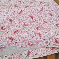 Kissenbezug Bauernbettwäsche, Mohnblumen Apfelblüten, Bauernstoff Wäschestoff Shabby Kopfkissen Kissenbezug, rot weiß Bild 4