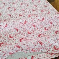 Kissenbezug Bauernbettwäsche, Mohnblumen Apfelblüten, Bauernstoff Wäschestoff Shabby Kopfkissen Kissenbezug, rot weiß Bild 5