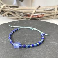 Perlenarmband Armbändchen blau handgefertigt DIY dünn Bild 1