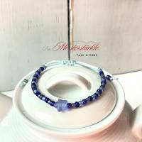 Perlenarmband Armbändchen blau handgefertigt DIY dünn Bild 6