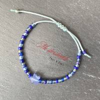 Perlenarmband Armbändchen blau handgefertigt DIY dünn Bild 7
