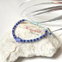 Perlenarmband Armbändchen blau handgefertigt DIY dünn Bild 9