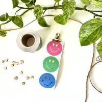 Aufkleber SMILEY BLAU PINK MINT runde smileysticker Geschenkaufkleber für Schule Lehrer Schultüte Bastel dekorieren Bild 1