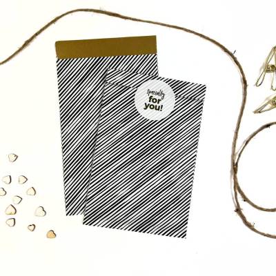 elegante Geschenktüten CHIC STRIPES 5-50 Stück 12x19 cm  GeschenkTasche Paperbag Papierbeutel Tüte Papier