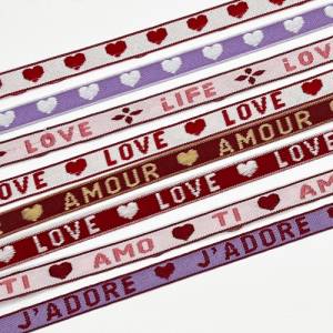 8 x 1 m besticktes Textilband für Armbänder Buchstaben Amore Amour LOVE Herzen Ti Amo Bild 3