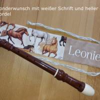 Flötentasche mit Namen - Pferde braun  (mit optionalen Zubehörfach / Fütterung / Halsband) Bild 5