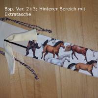 Flötentasche mit Namen - Pferde braun  (mit optionalen Zubehörfach / Fütterung / Halsband) Bild 9