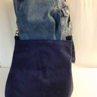 Umhängetasche, Beuteltasche, Handtasche Cord dunkelblau Bild 4